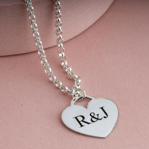 Engraved Initial Heart Necklace - Custom Engraved Heart Necklace - Personalized Jewelry for Women -  Dainty Necklace for Everyday