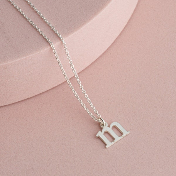 Personalized Small Letter Initial Necklace - Silver Initial Necklace - Lower Case Letter Pendant - Personalized jewelry - Gift For Her