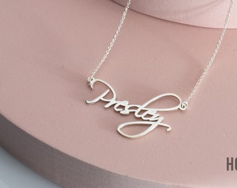 Personalized Script Font Name Necklace - Sterling Silver/Gold Plated Nameplate Necklace - Name Necklace - Gift For Her - Name Jewelry