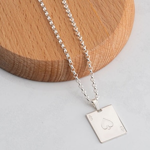 Sterlingzilveren schoppenaas ketting - pokerketting - speelkaartenketting - herenketting - aas bedelketting hanger - cadeau voor haar