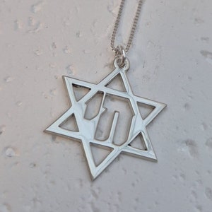 Sterling Silver Star of David Necklace: Chai Hebrew Symbol, Jewish Jewelry