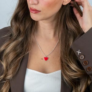 Sterling Silver Red Heart Necklace - Red Heart Pendant For Women - Lovers Necklace - Love Necklace - Girlfriend Gift - Gift For Her