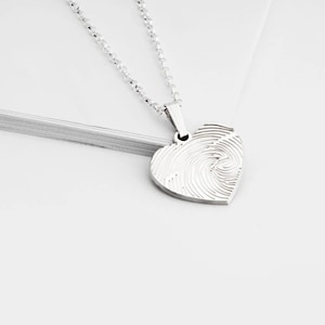 Custom Heart Fingerprint Necklace: Sterling Silver Keepsake Pendant