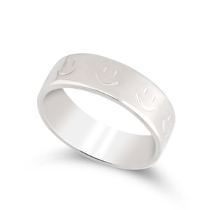 Sterling Silver Smiley Face Ring: Cheerful Emoji Jewelry