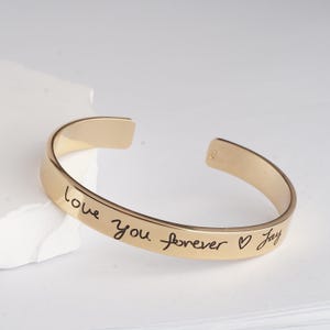 Custom Handwriting Engraved Bangle: Sterling Silver Personalized Cuff