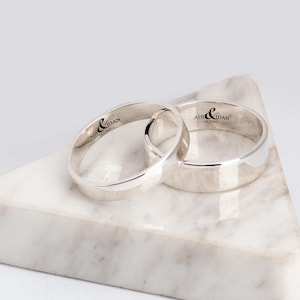 Couples Wedding Rings Set - Promise or Wedding Band Set - Personalized Wedding Bands  - Engraved Wedding Rings - His and Hers Wedding Rings