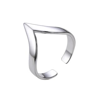 925 Sterling Silver V Ring - Chevron Stacking Ring - Curved Ring - V Shaped Ring - V Ring for Women - Simple and Elegant Ring Design