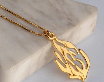 Sterling Silver Flame Pendant: Breslev Judaica Necklace, Jewish Gift