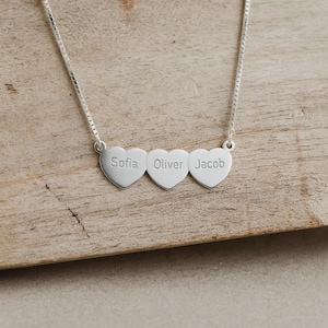 Personalized Sterling Silver Heart Name Necklace - Custom Engraved Family Keepsake