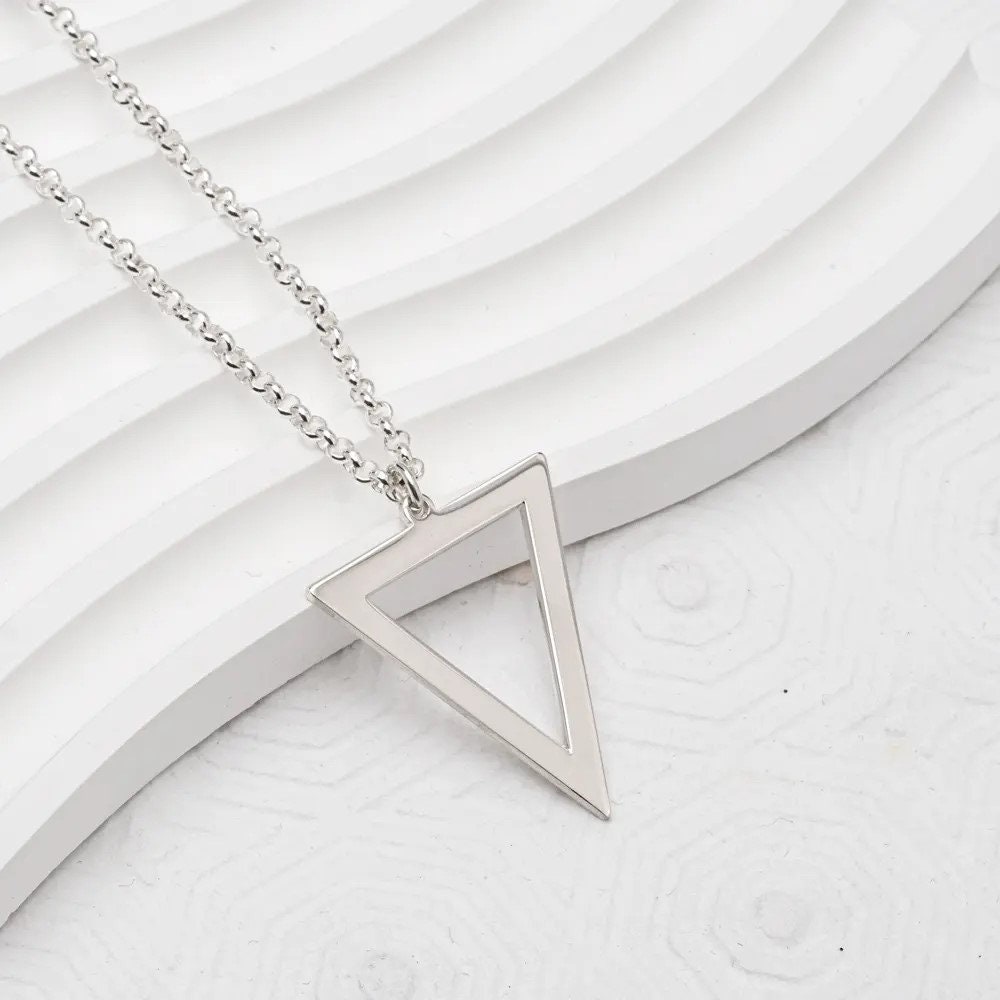 Minimalist Triangle Pendant Necklace - Modern Geometric