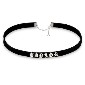 Personalized Initial Choker: Gothic 925 Sterling Silver Name Necklace