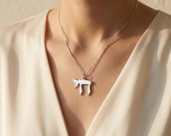 Chai Necklace, Sterling Silver Hebrew Pendant, Made in Israel, Jewish Jewelry, Judaica Gift, Life Symbol Necklace