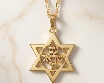 Am Israel Chai Star of David Necklace, Sterling Silver Jewish Pendant, Made in Israel, Meaningful Jewish Gift, Israel Jewelry