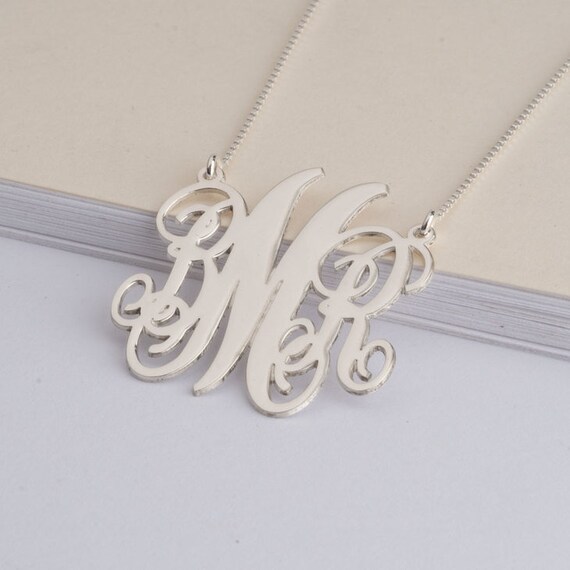 925 Sterling Silver Monogram Necklace Initial Necklace for Women 3 Letters Pendant Interlocking Letter Necklace Personalized Jewelry Etsy