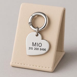 Carte d'identité personnalisée pour chiens et chats - Médaille d'identité personnalisée en forme de cœur - Médaille personnalisée gravée pour animaux de compagnie - Jolie plaque signalétique pour votre ami à quatre pattes