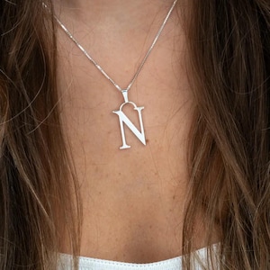 Sterling Silver Initial Necklace: Personalized Monogram Pendant