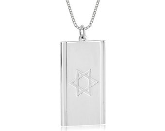 Sterling Silver Israel Flag Necklace - Israelite Necklace - Star Of David Necklace - Israel Flag Pendant - Jewish Jewelry - Jewish Necklace