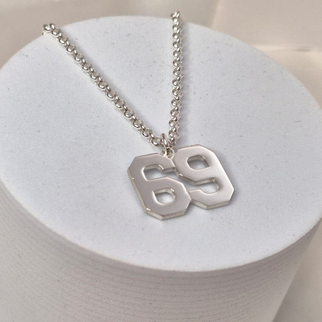 Personalized Men's Number Necklace Silver Sports Number Necklace gift for Athletesboys Sports