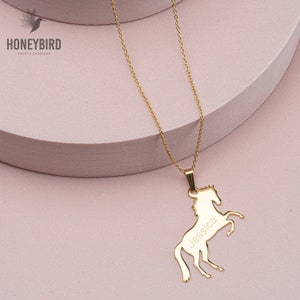 Sterling Silver Engraved Horse Necklace: Personalized Equestrian Jewelry
