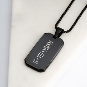 Personalized Dog Tag Necklace for Men - Custom Black Dog Tag Necklace with Engraving - Men Jewelry - Gift For Dad or Boyfriend