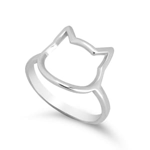 Sterling Silver Cat Ring: Dainty Kitty Ears Jewelry
