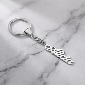 Script Name Key Ring • Personalized Silver Key Holder • Custom Made Accessory