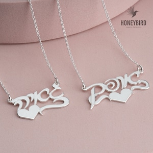 Custom Hebrew Name Necklace with Heart: Sterling Silver Jewish Jewelry