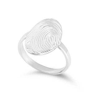 Personalized Oval Thumbprint Ring - Sterling Silver Actual Fingerprint Ring - Promise Ring - Memorial Ring - Dainty Oval Fingerprint Ring