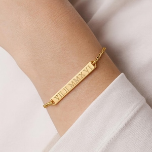 Personalized Sterling Silver Roman Numeral Date Bracelet