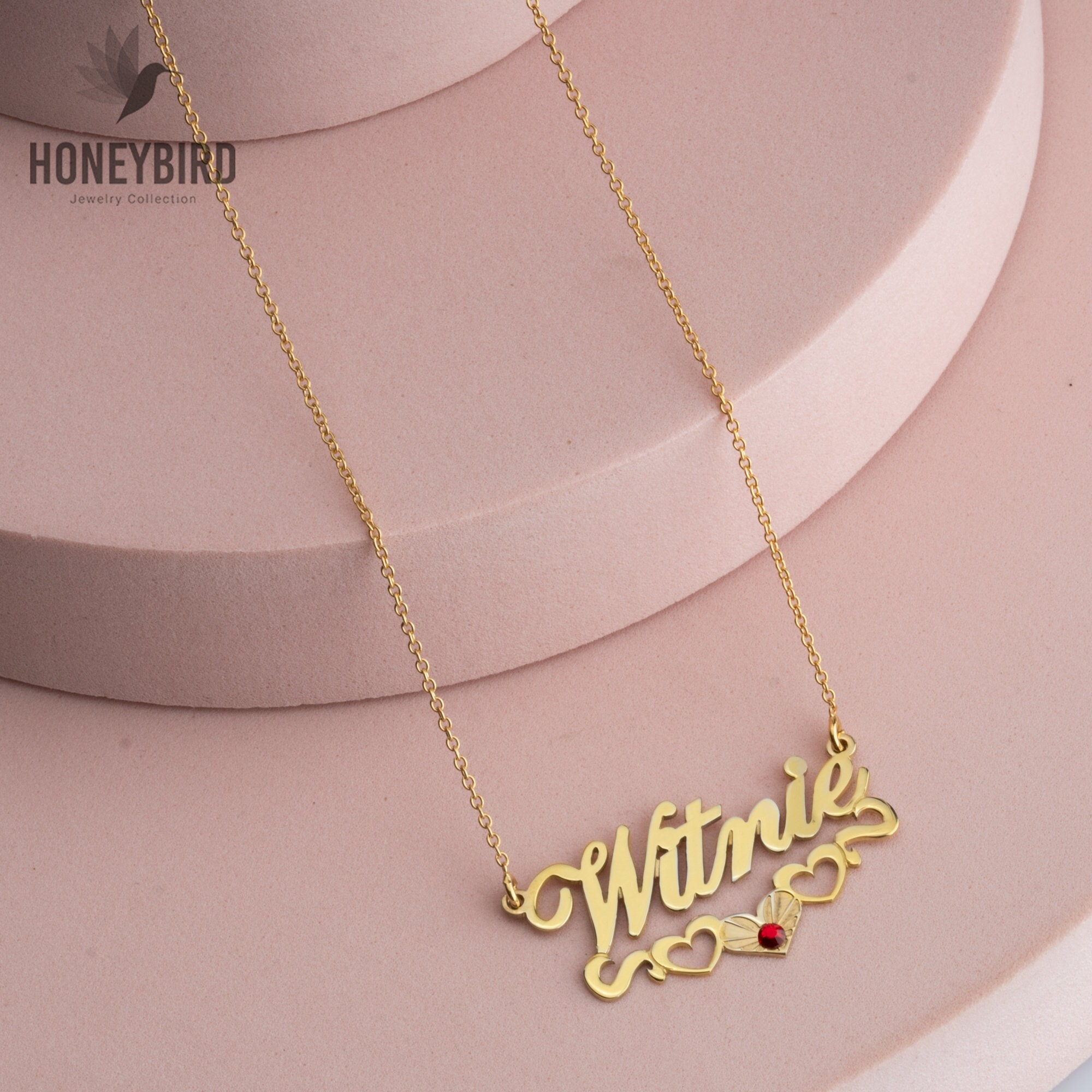 Birthstone Name Necklace With Underline 