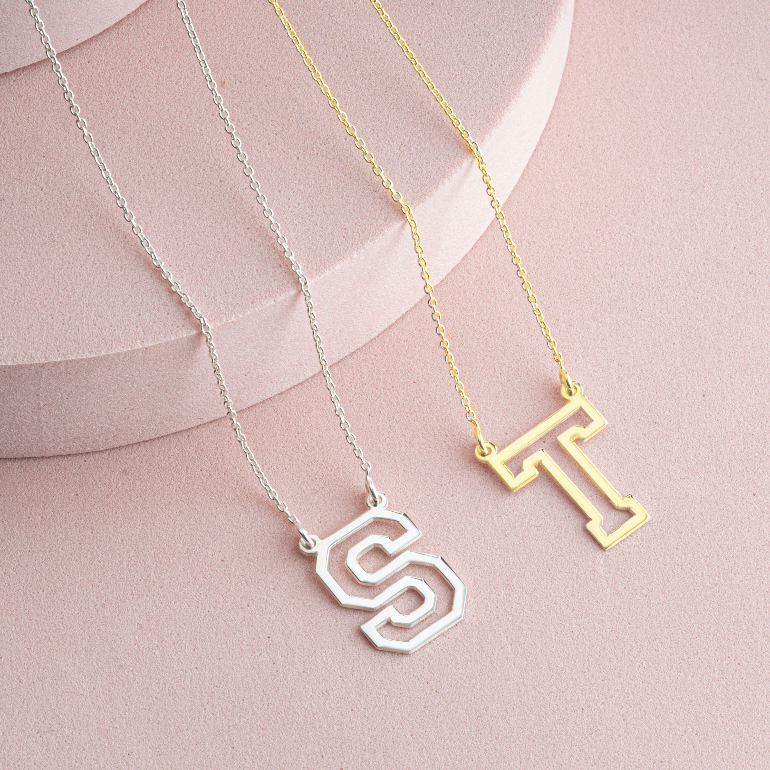 Varsity letter necklace deals