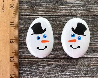 Snowman Painted Rock Etsy