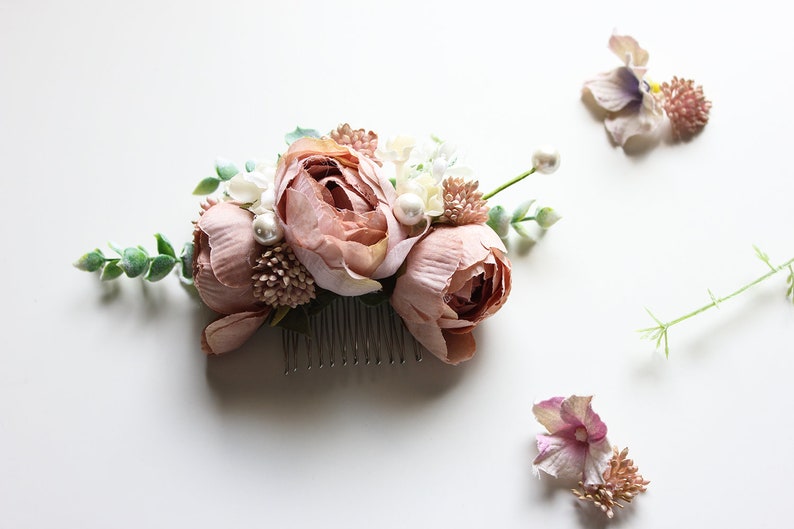 Pink Floral Hair Pin Floral Hair Comb for Wedding Pink Floral Comb Bridal Hair Comb Bridesmaid Flower Girl Mini Hair Comb