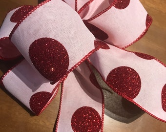Hot Pink Poka Dot Bows Premade Prewired Perfect Size Bow DIY Package Prop Baby Shower Wreath Multi Purpose Bow FREE SHIP