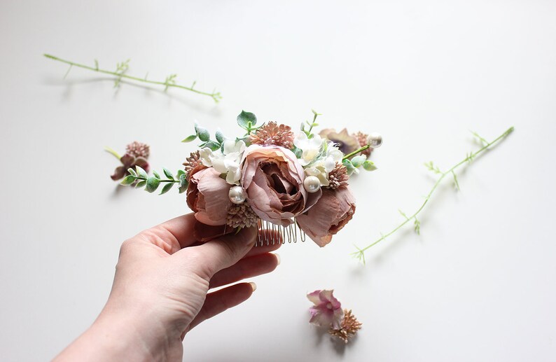 Pink Floral Hair Pin Floral Hair Comb for Wedding Pink Floral Comb Bridal Hair Comb Bridesmaid Flower Girl Mini Hair Comb