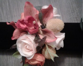 Corsage Tangerine Fire with Love Corsage Faux Florals Affordable Wedding Packages Destination Weddings Tropical Wedding Professional Florist