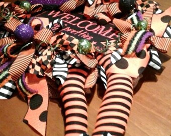 Witches Legs Wreath Multi Seasonal Wreath, Whimsical Details Multi Seasonal Wreath QUICK SHIP