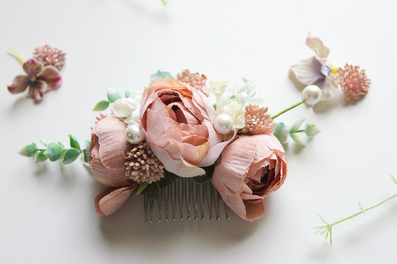 Pink Floral Hair Pin Floral Hair Comb for Wedding Pink Floral Comb Bridal Hair Comb Bridesmaid Flower Girl Mini Hair Comb