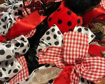 Back To Whimsical Lady Bug Wreath