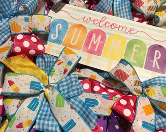 Rainbow Wreath Summer Front Door Popsicle Wreath