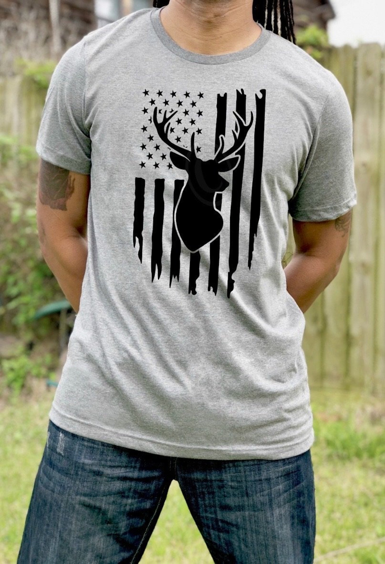 Deer Hunting TShirt Men's Deer Hunting T Shirt Flag Etsy