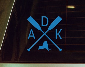 Paddle ADK Adirondacks, NY State Park Vinyl Decal Sticker; Blue Line, Adirondack Park, Adirondack Lakes, Saranac, Placid, Kayak, Canoe, Boat