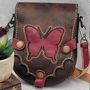 Large Brown and Red butterfly Handmade Purse/Hand Bag/Tarot Card Deck Holder