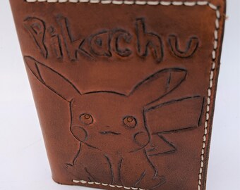 Personalized hand made Quality Pikachu Leather Wallet/Pokemon Wallet/Pokemon Go