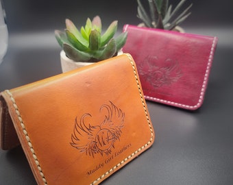 Handmade Leather Wallet with with Personalized laser etching| Your Logo wallet| Personalized Gift