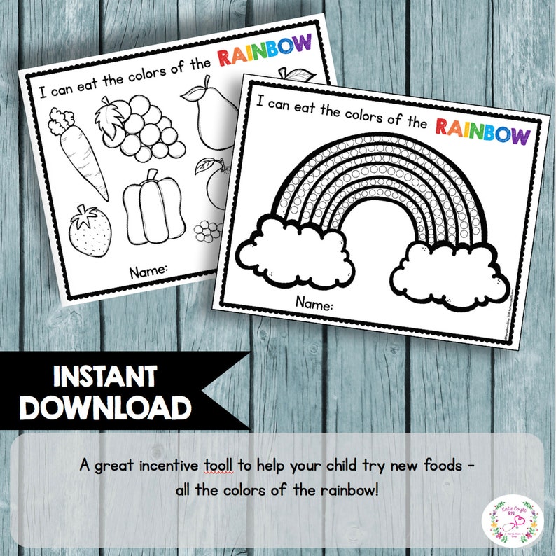 Food of the Rainbow Coloring Chart - Kids Incentive Sticker Chart ...