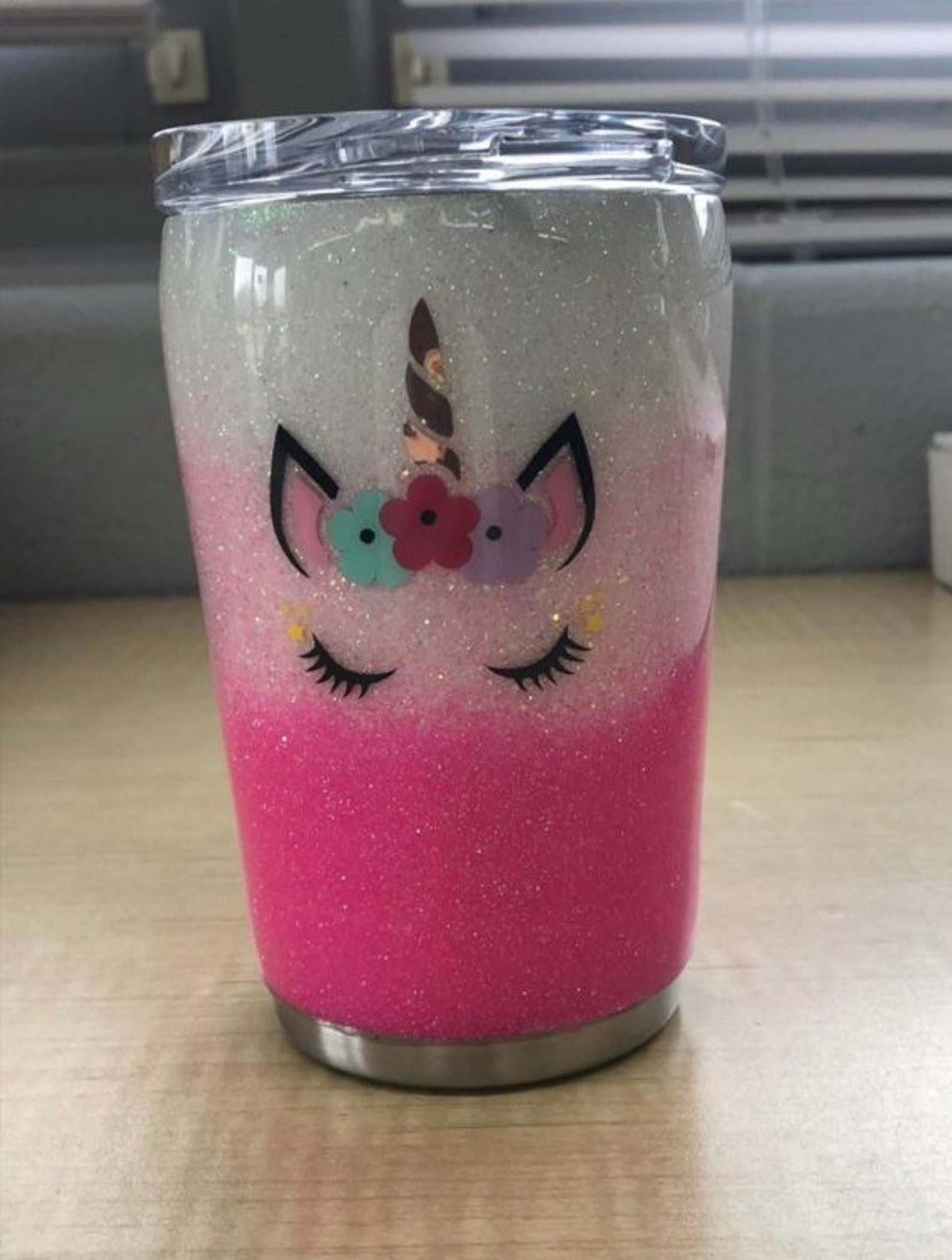 Unicorn Glitter Tumbler 12oz Child With Straw Etsy