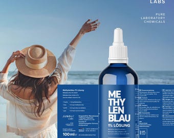 Bleu De Méthylène 1% - 100 Ml, Haute Pureté USP - Bouteille En Verre, Usage Laboratoire - Blue Life Power - 10