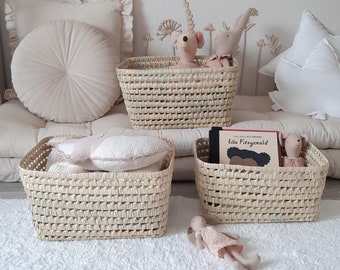 JenLiving® palm leaf storage boxes, set of 3 baskets for storage