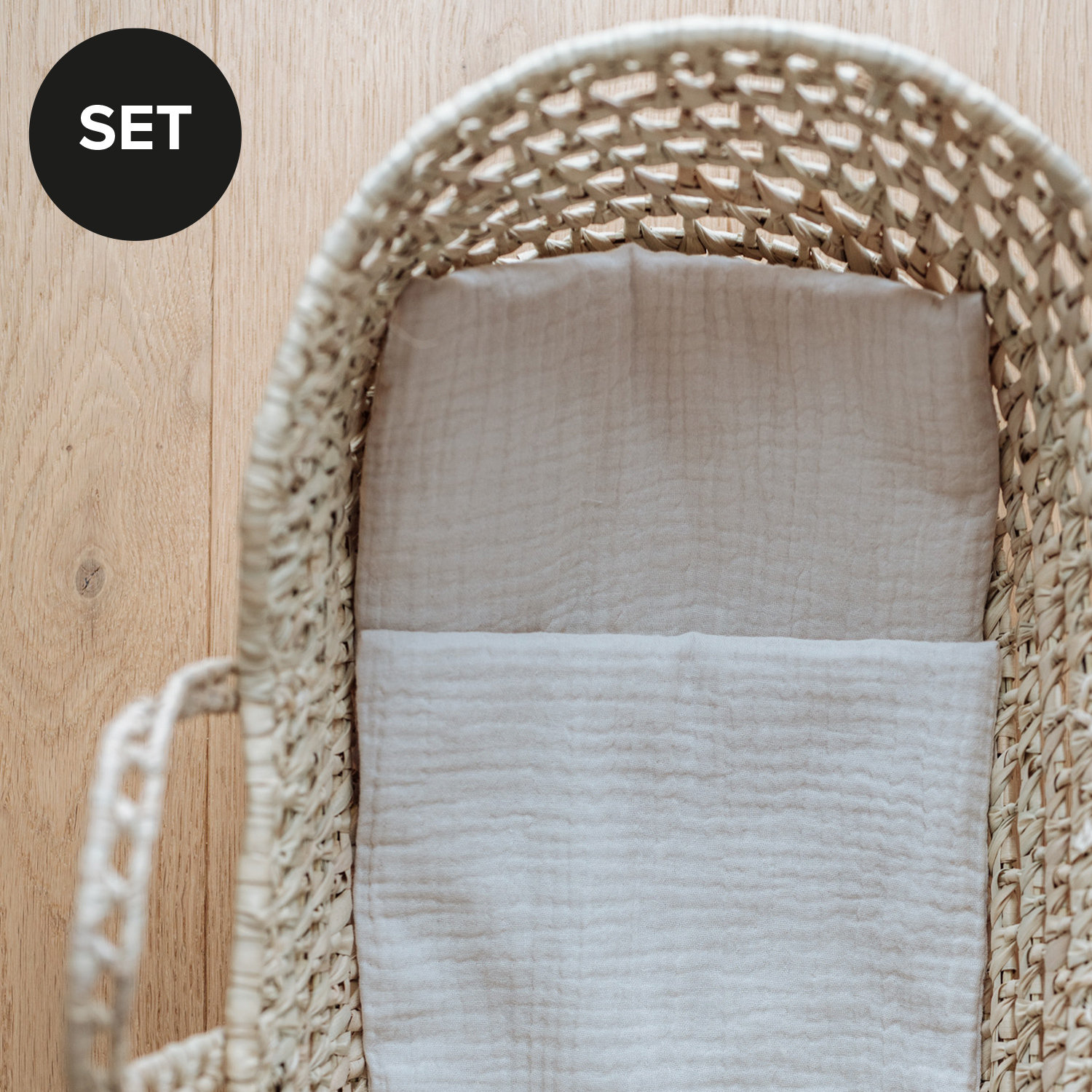 JenLiving® Set of doll carrier with bedding natural white